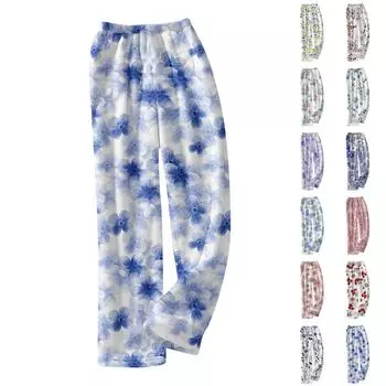 Пижамные штаны для мужчин и женщин с принтом, мягкие, удобные, повседневные, домашние штаны, зимние L чёрный