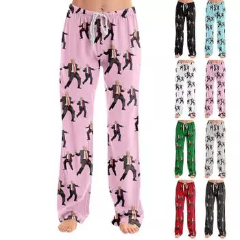 Пижамные штаны для взрослых, одежда для сна, повседневные брюки с эластичной резинкой на талии, удобные прямые свободные брюки для йоги XL