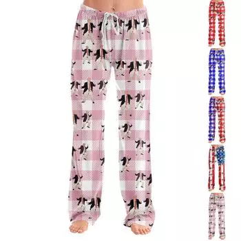 Пижамные штаны для взрослых, одежда для сна, повседневные брюки с эластичной резинкой на талии, удобные прямые свободные брюки для йоги XXL розовый