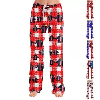 Пижамные штаны для взрослых, одежда для сна, повседневные брюки с эластичной резинкой на талии, удобные прямые свободные брюки для йоги XL красный