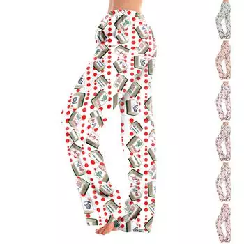 Пижамные штаны для взрослых, одежда для сна, повседневные брюки с эластичной резинкой на талии, удобные прямые свободные брюки для йоги L