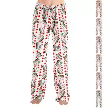 Пижамные штаны для взрослых, одежда для сна, повседневные брюки с эластичной резинкой на талии, удобные прямые свободные брюки для йоги L