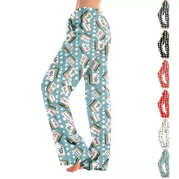Пижамные штаны для взрослых, одежда для сна, повседневные брюки с эластичной резинкой на талии, удобные прямые свободные брюки для йоги L