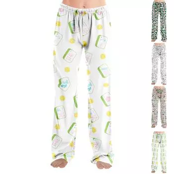 Пижамные штаны для взрослых, одежда для сна, повседневные брюки с эластичной резинкой на талии, удобные прямые свободные брюки для йоги L армия зеленый