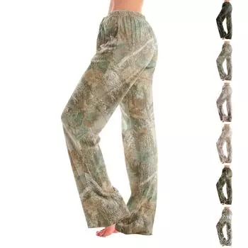 Пижамные штаны для взрослых, одежда для сна, повседневные брюки с эластичной резинкой на талии, удобные прямые свободные брюки для йоги L кофейный