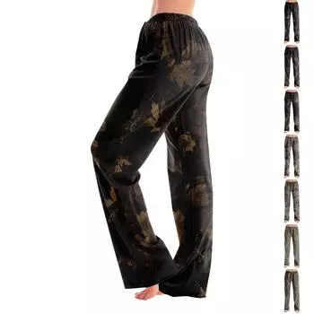 Пижамные штаны для взрослых, одежда для сна, повседневные брюки с эластичной резинкой на талии, удобные прямые свободные брюки для йоги S коричневый