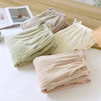 Пижамные штаны из фланели, женские брюки из кораллового флиса, свободные, длинные, осенние и зимние, утолщенные, плюс бархатные, домашние пижамные штаны M бежевый