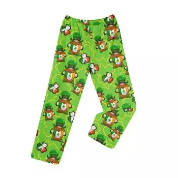 Пижамные штаны в стиле аниме, повседневные брюки с эластичной резинкой на талии, удобные прямые свободные брюки для йоги L армия зеленый