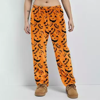 Пижамные штаны в стиле аниме, повседневные брюки с эластичной резинкой на талии, удобные прямые свободные брюки для йоги XXL верблюд
