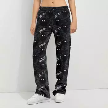 Пижамные штаны в стиле аниме, повседневные брюки с эластичной резинкой на талии, удобные прямые свободные брюки для йоги L чёрный