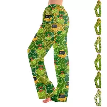 Пижамные штаны в стиле аниме, повседневные брюки с эластичной резинкой на талии, удобные прямые свободные брюки для йоги L армия зеленый