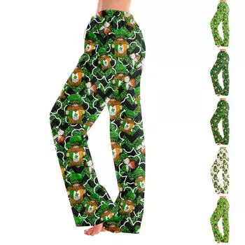 Пижамные штаны в стиле аниме, повседневные брюки с эластичной резинкой на талии, удобные прямые свободные брюки для йоги L армия зеленый