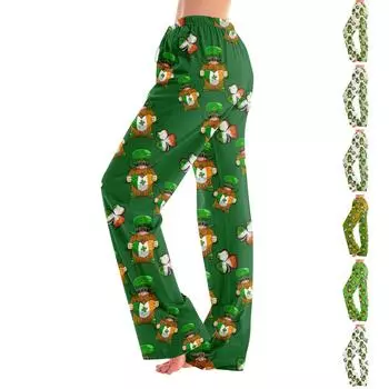 Пижамные штаны в стиле аниме, повседневные брюки с эластичной резинкой на талии, удобные прямые свободные брюки для йоги L армия зеленый