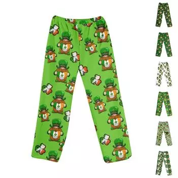 Пижамные штаны в стиле аниме, повседневные брюки с эластичной резинкой на талии, удобные прямые свободные брюки для йоги L армия зеленый
