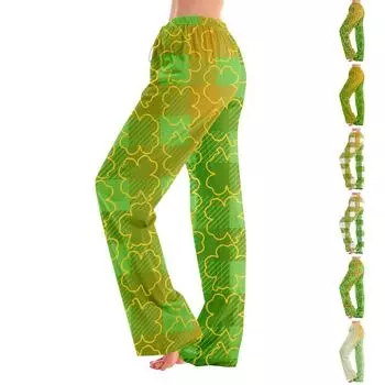 Пижамные штаны в стиле аниме, повседневные брюки с эластичной резинкой на талии, удобные прямые свободные брюки для йоги L армия зеленый