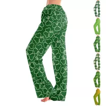 Пижамные штаны в стиле аниме, повседневные брюки с эластичной резинкой на талии, удобные прямые свободные брюки для йоги L армия зеленый