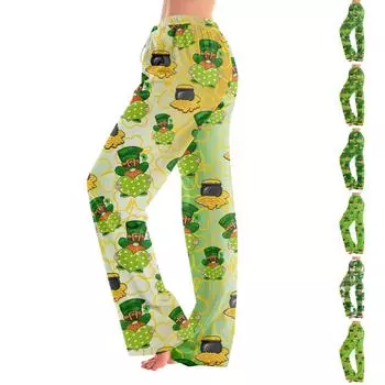 Пижамные штаны в стиле аниме, повседневные брюки с эластичной резинкой на талии, удобные прямые свободные брюки для йоги L армия зеленый