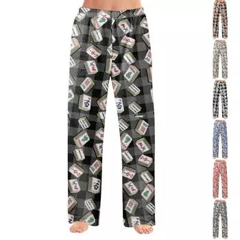 Пижамные штаны в стиле аниме, повседневные брюки с эластичной резинкой на талии, удобные прямые свободные брюки для йоги S