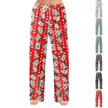 Пижамные штаны в стиле аниме, повседневные брюки с эластичной резинкой на талии, удобные прямые свободные брюки для йоги L красный