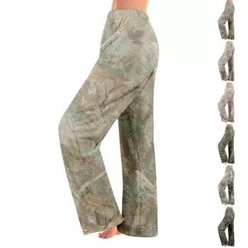 Пижамные штаны в стиле аниме, повседневные брюки с эластичной резинкой на талии, удобные прямые свободные брюки для йоги L бежевый