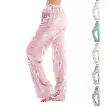 Пижамные штаны в стиле аниме, повседневные брюки с эластичной резинкой на талии, удобные прямые свободные брюки для йоги L зелёный