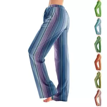 Пижамные штаны в стиле аниме, повседневные брюки с эластичной резинкой на талии, удобные прямые свободные брюки для йоги L