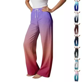 Пижамные штаны в стиле аниме, повседневные брюки с эластичной резинкой на талии, удобные прямые свободные брюки для йоги S