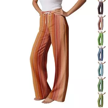 Пижамные штаны в стиле аниме, повседневные брюки с эластичной резинкой на талии, удобные прямые свободные брюки для йоги L