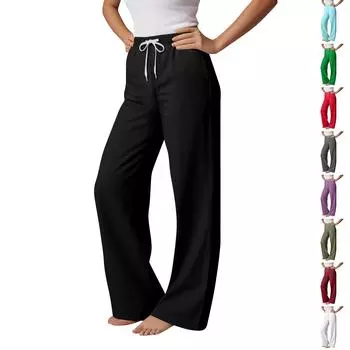 Пижамные штаны в стиле аниме, повседневные брюки с эластичной резинкой на талии, удобные прямые свободные брюки для йоги L армия зеленый