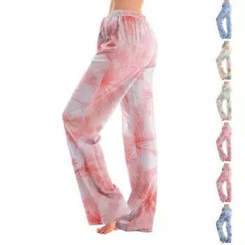 Пижамные штаны в стиле аниме, повседневные брюки с эластичной резинкой на талии, удобные прямые свободные брюки для йоги M