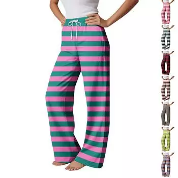 Пижамные штаны в стиле аниме, повседневные брюки с эластичной резинкой на талии, удобные прямые свободные брюки для йоги L армия зеленый