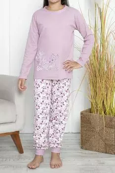 Пижамный комплект для девочки из хлопка интерлок для официанта