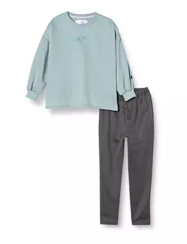 Пижамный комплект для длинной пижамы, верх и низ, одежда, зеленый 100 [Sanrio] для девочек, картон, рукав, комплект, футболка, 15131820060100, зелёный