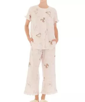 Пижамный комплект Double Gauze Cat Beige [Narue], Пижама, Женская, бежевый