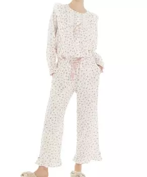 Пижамный комплект Gauze Petite Rose Пижама белая [Narue] 50/Double Женская белый
