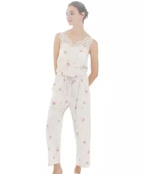Пижамный комплект из хлопчатобумажной простыни Anthurium Camisole Pink [Narue], Комплект, женский, розовый