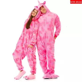 Пижамный комплект Kigurumi Flannel для взрослых с изображением животных, панды, небесных звезд, единорога, женская пижама для косплея, кугуруми, комбинезоны для сна с обувью l