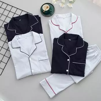 Пижамный комплект Lover весна-осень хлопковый трикотажный пижамный комплект для женщин с длинным рукавом брючные костюмы пижама для женщин сплошной свободный домашний костюм M