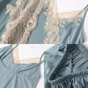 Пижамный комплект, одежда для отдыха, кружевной свадебный банный халат, шорты, костюм, сексуальная женская одежда для сна, летние атласные пижамы, домашняя одежда M