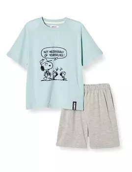 Пижамный комплект PEAMUTS Snoopy Tenjiku Пижама с коротким рукавом Верх и низ Комплект одежды для дома 15115420080100 Саксофон 100 [Peanuts] Футболка для мальчиков