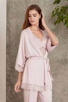 Пижамный комплект Pierre Cardin из чесаного хлопка и халата с пудрой