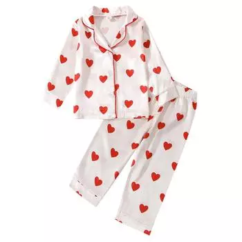 Пижамный комплект с длинными рукавами для мальчиков и девочек, повседневная домашняя одежда, комплект из двух предметов 100 розовый