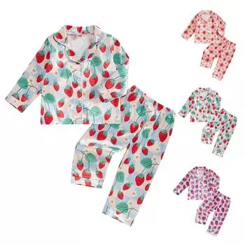 Пижамный комплект с длинными рукавами для мальчиков и девочек, повседневная домашняя одежда, комплект из двух предметов 100 зелёный