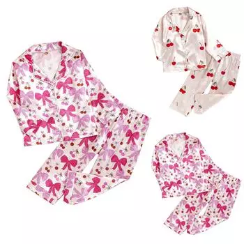 Пижамный комплект с длинными рукавами для мальчиков и девочек, повседневная домашняя одежда, комплект из двух предметов 100 розовый