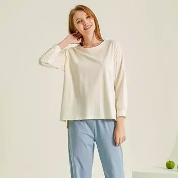 Пижамный комплект с круглым вырезом и длинными рукавами, нижнее белье, домашняя одежда, весенняя хлопковая пижама, домашняя одежда, повседневная пижама M зелёный