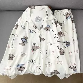 Пижамный комплект с рисунком собаки и буквами из мультфильма, женский пижамный комплект больших размеров, милая повседневная модная пижама XL