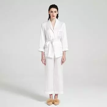 Пижамный комплект женский классический узор «гусиная лапка» жаккардовые брюки с длинным рукавом домашняя одежда M