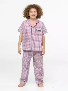 Пижамный комплект Zzzz из хлопковой ткани в клетку
