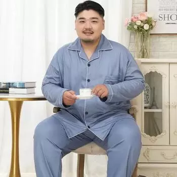 Пижамный костюм для полных мужчин, весна и осень, большой размер, домашний костюм XXXXXL серый