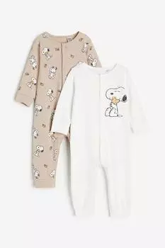 Пижамный костюм HM комплект из 2 предметов бежевый Snoopy